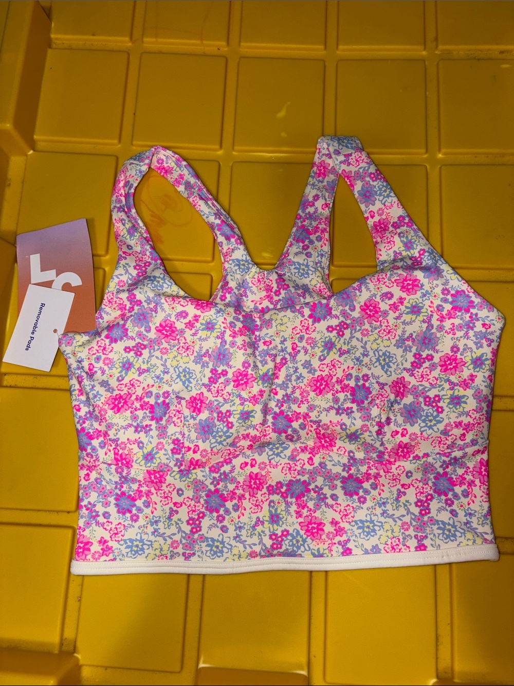 Floral Print Pink & Lavender Crop Bralette - Women Joy Lab